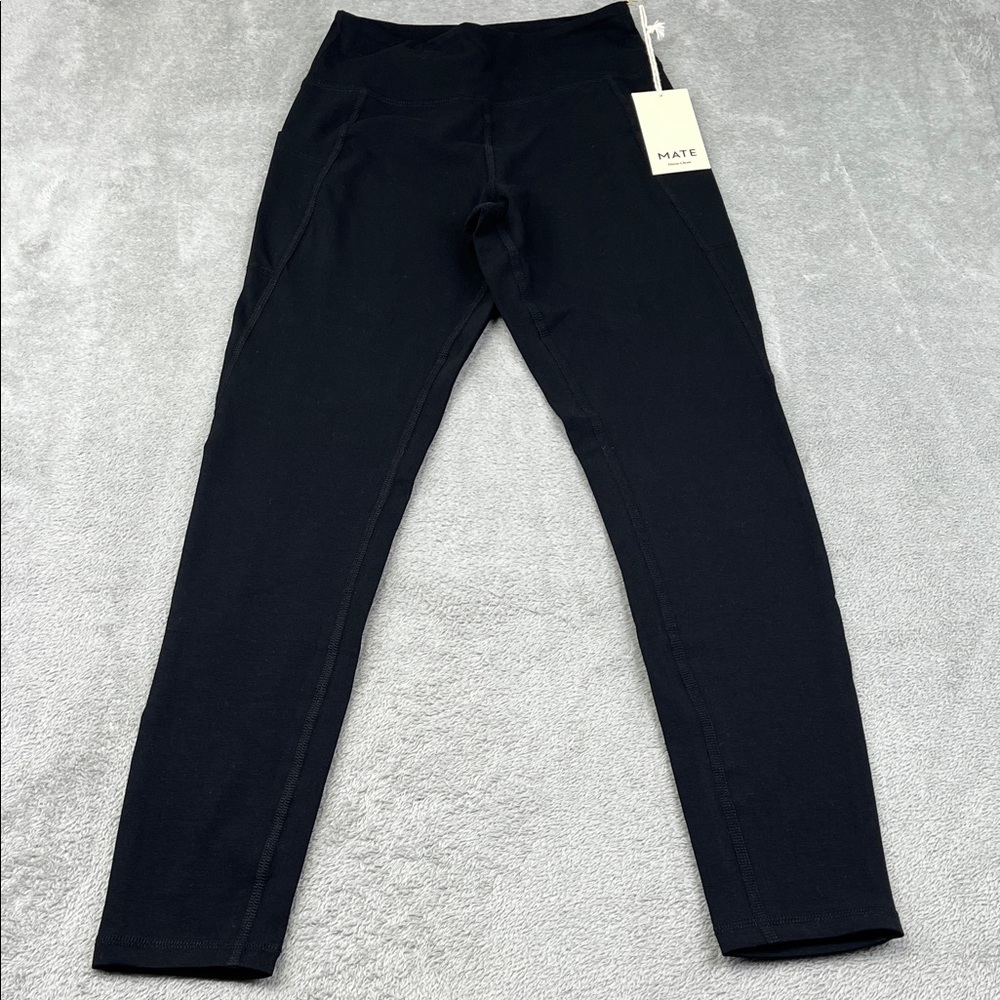 NEW MATE The Label S Organic Stretch Pocket Full Length Black Leggings